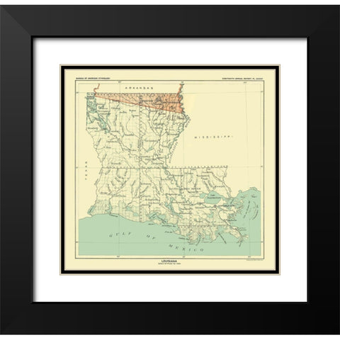 Louisiana - Hoen 1896 Black Modern Wood Framed Art Print with Double Matting by Hoen