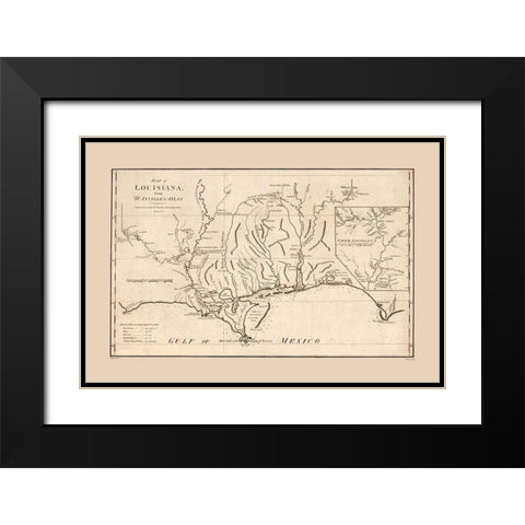 Louisiana - DAnville 1788 Black Modern Wood Framed Art Print with Double Matting by D''Anville