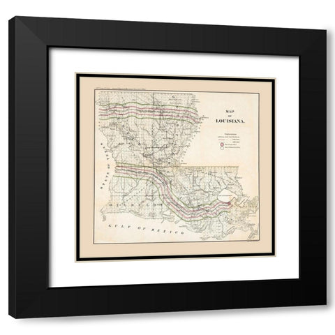 Louisiana - Bowen 1865  Black Modern Wood Framed Art Print with Double Matting by Bowen