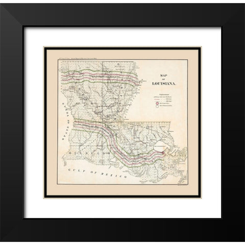 Louisiana - Bowen 1865  Black Modern Wood Framed Art Print with Double Matting by Bowen