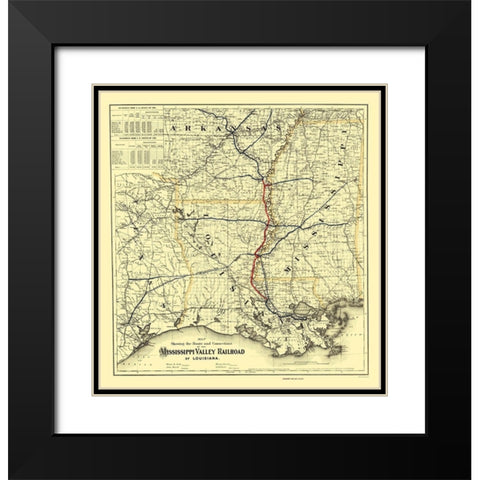 Mississippi Valley Railroad of Louisiana 1882 Black Modern Wood Framed Art Print with Double Matting by Colton