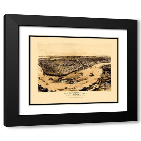 New Orleans Louisiana - Guerber 1851 Black Modern Wood Framed Art Print with Double Matting by Guerber