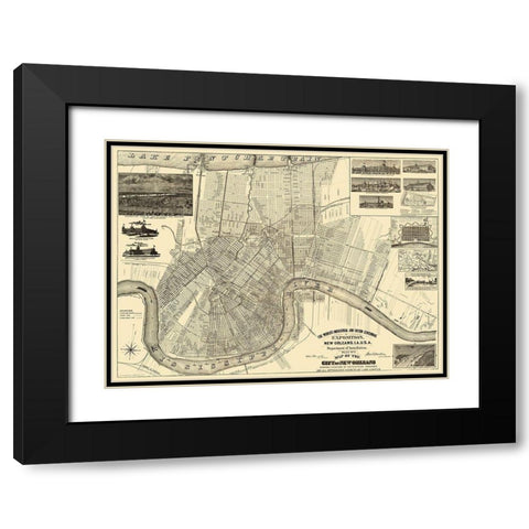 New Orleans Louisiana Expositiion - Burke 1890 Black Modern Wood Framed Art Print with Double Matting by Burke