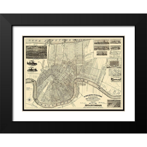 New Orleans Louisiana Expositiion - Burke 1890 Black Modern Wood Framed Art Print with Double Matting by Burke