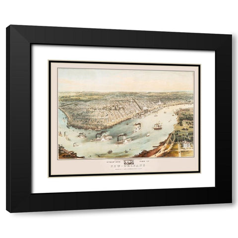 New Orleans Louisiana - Guerber 1851 Black Modern Wood Framed Art Print with Double Matting by Guerber