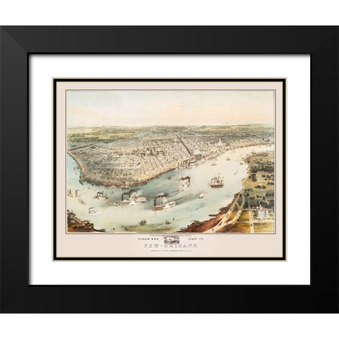 New Orleans Louisiana - Guerber 1851 Black Modern Wood Framed Art Print with Double Matting by Guerber
