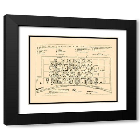New Orleans Louisiana - Bellin 1744 Black Modern Wood Framed Art Print with Double Matting by Bellin