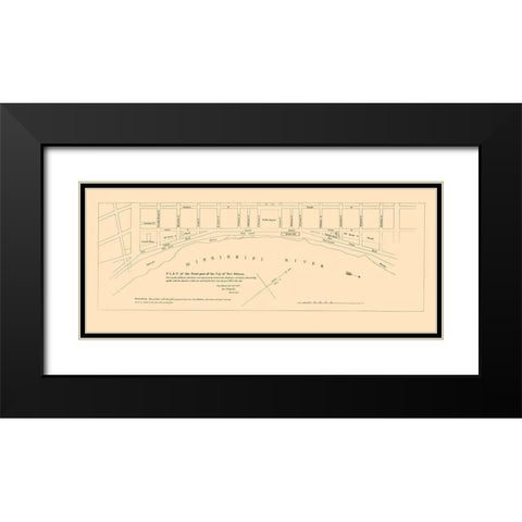 New Orleans Louisiana Front Part - Pille 1827 Black Modern Wood Framed Art Print with Double Matting by Pille
