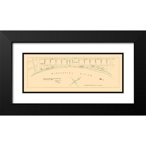 New Orleans Louisiana Front Part - Pille 1828 Black Modern Wood Framed Art Print with Double Matting by Pille
