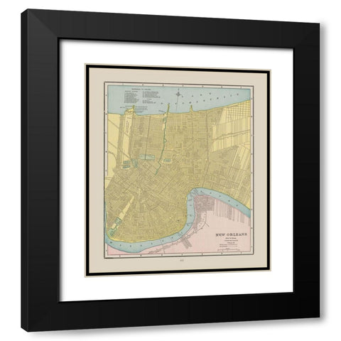 New Orleans Louisiana - Cram 1892 Black Modern Wood Framed Art Print with Double Matting by Cram