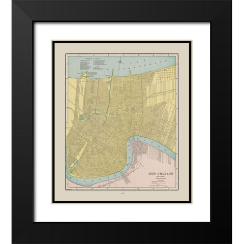 New Orleans Louisiana - Cram 1892 Black Modern Wood Framed Art Print with Double Matting by Cram