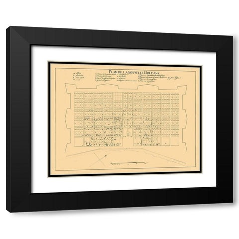 New Orleans Louisiana -1722 Black Modern Wood Framed Art Print with Double Matting by Unknown