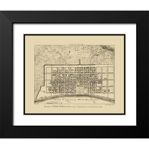 New Orleans Louisiana - Benning 1761  Black Modern Wood Framed Art Print with Double Matting by Benning