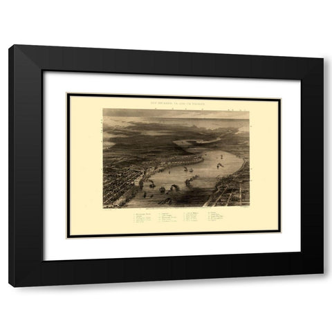 New Orleans Louisiana - Ridgway 1863  Black Modern Wood Framed Art Print with Double Matting by Ridgway
