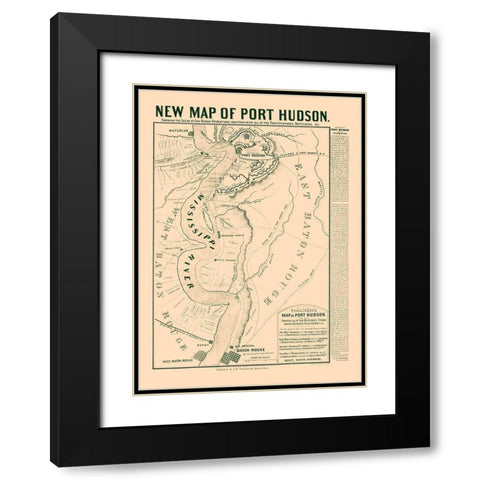 Port Hudson Louisiana - Tomlinson 1863  Black Modern Wood Framed Art Print with Double Matting by Tomlinson