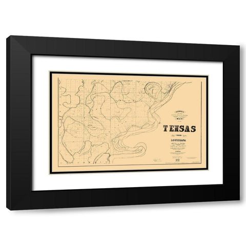Tensas Parish Louisiana - Johnson 1873  Black Modern Wood Framed Art Print with Double Matting by Johnson