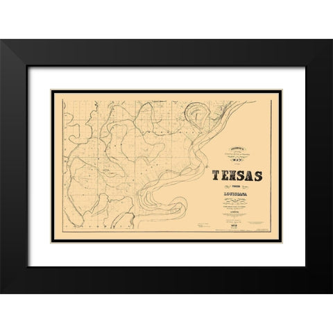 Tensas Parish Louisiana - Johnson 1873  Black Modern Wood Framed Art Print with Double Matting by Johnson