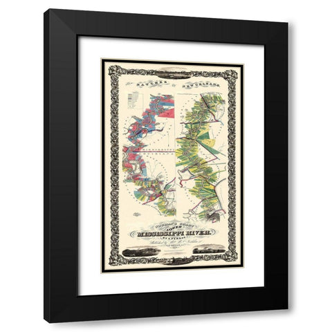 Mississippi River Louisiana Landowner - 1858 Black Modern Wood Framed Art Print with Double Matting by Persac