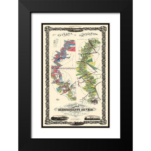 Mississippi River Louisiana Landowner - 1858 Black Modern Wood Framed Art Print with Double Matting by Persac
