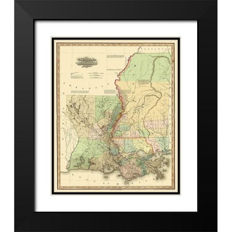 Louisiana, Mississippi - 1820 Black Modern Wood Framed Art Print with Double Matting by Tanner