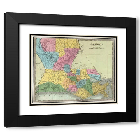 Louisiana - Burr 1835 Black Modern Wood Framed Art Print with Double Matting by Burr