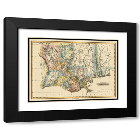 Louisiana - Lucas 1823 Black Modern Wood Framed Art Print with Double Matting by Lucas