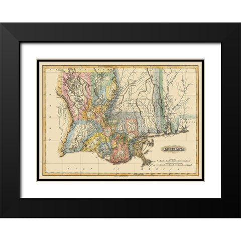 Louisiana - Lucas 1823 Black Modern Wood Framed Art Print with Double Matting by Lucas