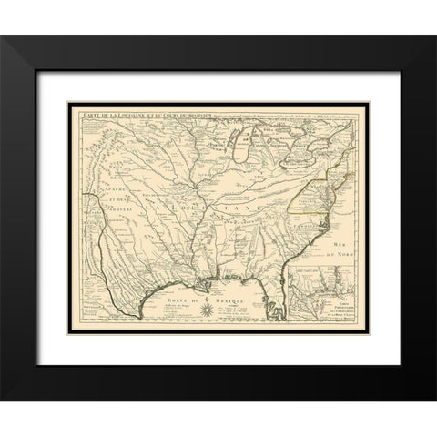 Louisiana and Surrounding Territories Black Modern Wood Framed Art Print with Double Matting by Delifle