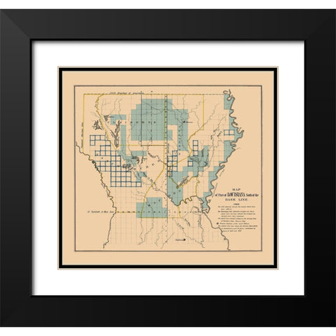 Louisiana Northern Survey Plat - 1836 Black Modern Wood Framed Art Print with Double Matting by Unknown