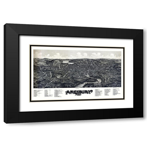 Amesbury Massachusetts - Norris 1890  Black Modern Wood Framed Art Print with Double Matting by Norris