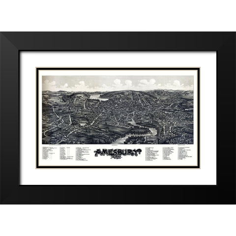 Amesbury Massachusetts - Norris 1890  Black Modern Wood Framed Art Print with Double Matting by Norris