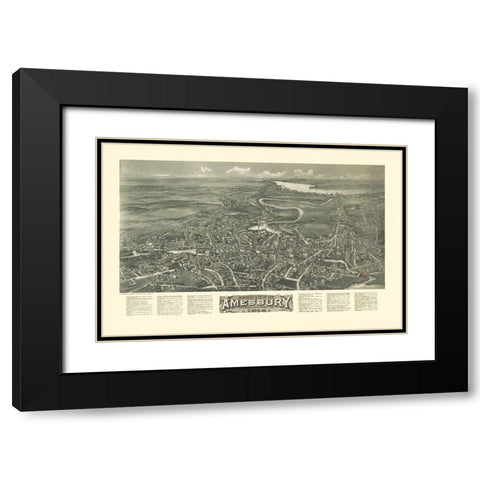 Amesbury Massachusetts - Bailey 1914  Black Modern Wood Framed Art Print with Double Matting by Bailey
