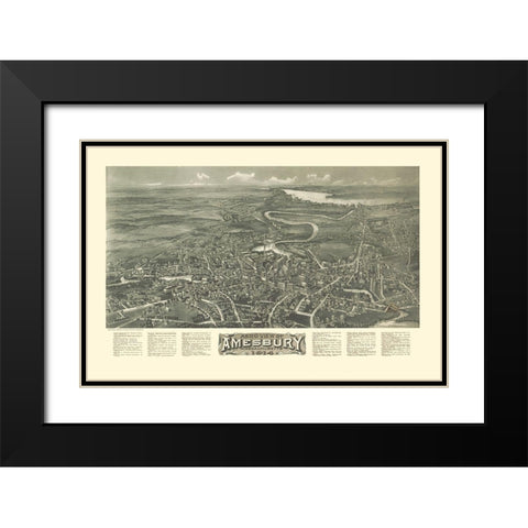 Amesbury Massachusetts - Bailey 1914  Black Modern Wood Framed Art Print with Double Matting by Bailey