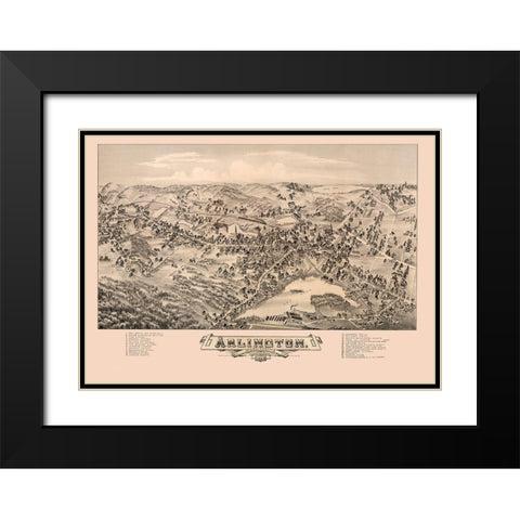 Arlington Massachusetts - Bailey 1884  Black Modern Wood Framed Art Print with Double Matting by Bailey