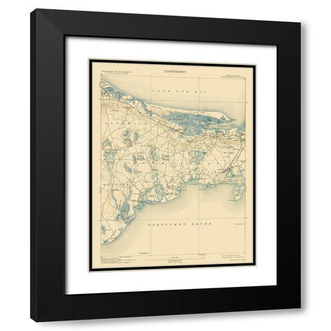 Barnstable Massachusetts Quad - USGS 1893 Black Modern Wood Framed Art Print with Double Matting by USGS