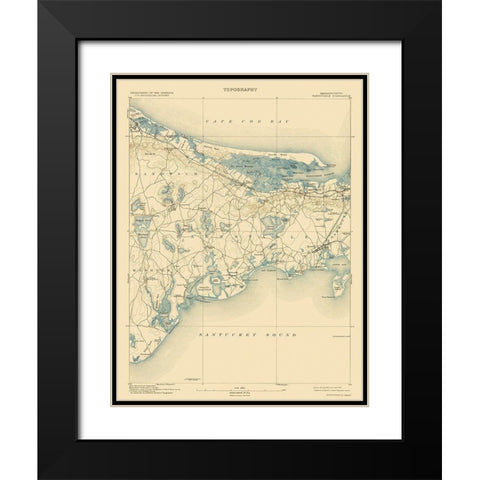 Barnstable Massachusetts Quad - USGS 1893 Black Modern Wood Framed Art Print with Double Matting by USGS