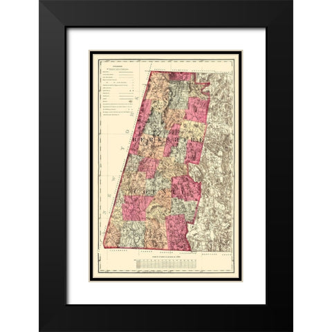 Berkshire Massachusetts - Walling 1871 Black Modern Wood Framed Art Print with Double Matting by Walling
