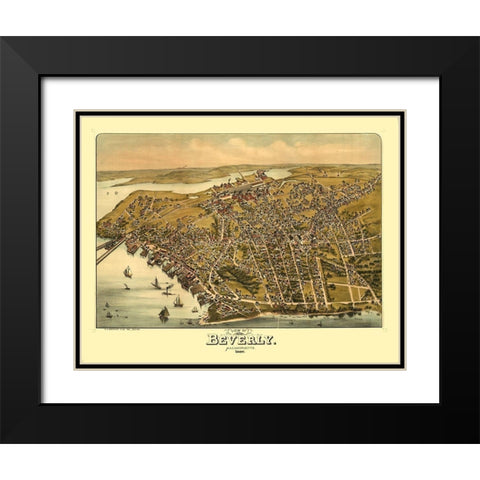 Beverly Massachusetts - Greenough 1886  Black Modern Wood Framed Art Print with Double Matting by Greenough