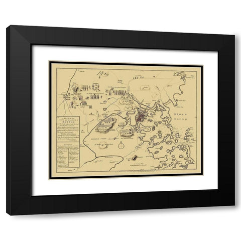 Boston Massachusetts - Hall 1775 Black Modern Wood Framed Art Print with Double Matting by Hall