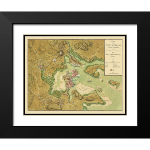 Boston Massachusetts - Page  1776 Black Modern Wood Framed Art Print with Double Matting by Page