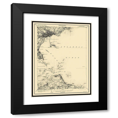 Boston Bay Massachusetts Quad - USGS 1903 Black Modern Wood Framed Art Print with Double Matting by USGS