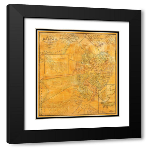 Boston, Charlestown, Cambridge Massachusetts Black Modern Wood Framed Art Print with Double Matting by Smith