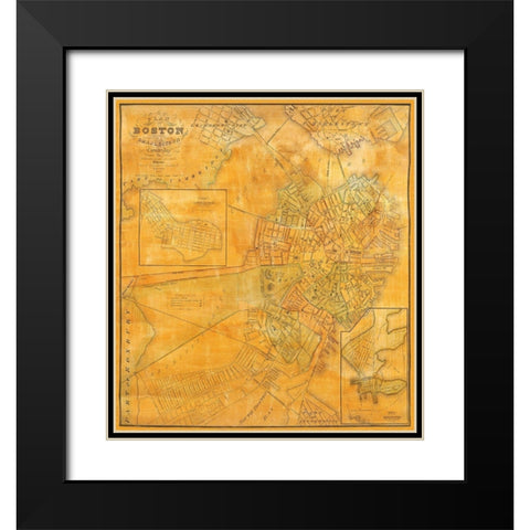 Boston, Charlestown, Cambridge Massachusetts Black Modern Wood Framed Art Print with Double Matting by Smith