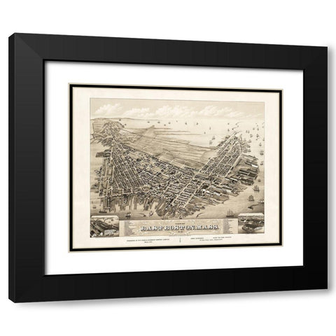 Boston East Massachusetts - Bailey 1879 Black Modern Wood Framed Art Print with Double Matting by Bailey