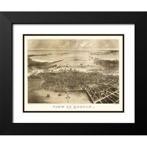 Boston Massachusetts - Fuchs 1870 Black Modern Wood Framed Art Print with Double Matting by Fuchs
