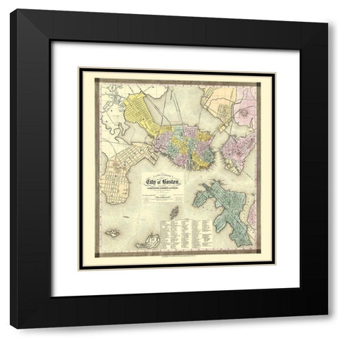 Boston Massachusetts - Dearborn 1839 Black Modern Wood Framed Art Print with Double Matting by Dearborn