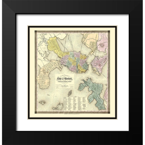 Boston Massachusetts - Dearborn 1839 Black Modern Wood Framed Art Print with Double Matting by Dearborn