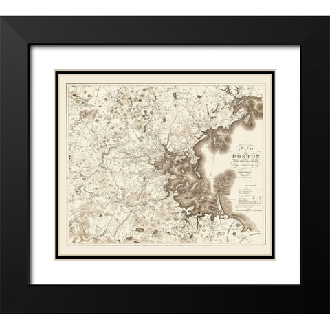 Boston Massachusetts - Hales 1833 Black Modern Wood Framed Art Print with Double Matting by Hales