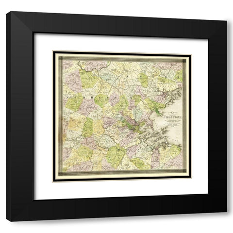 Boston Massachusetts - Dearborn 1841 Black Modern Wood Framed Art Print with Double Matting by Dearborn