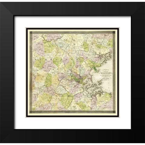 Boston Massachusetts - Dearborn 1841 Black Modern Wood Framed Art Print with Double Matting by Dearborn